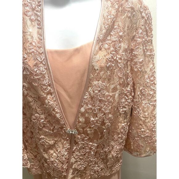 Jessica Howard 3/4 Sleeve Scoop Neck Soutache Mesh 2-Piece  Dress Blush SZ14 NEW - Picture 9 of 13